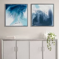 (Set Of 2) 25.5" Square Lagoon Gel Coat Framed Canvas Decorative Wall Art Set Blue -Household Improvement Store GUEST 0098cb42 8b0f 4c6a a685 b9fd568aefc8