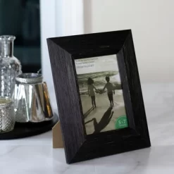 Northlight 10" Distressed Finish Black Picture Frame With Easel Back For 5" X 7" Photos