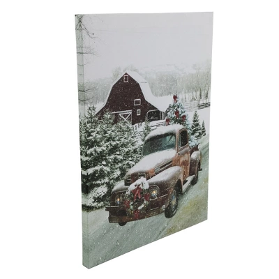 Northlight LED Lighted Fiber Optic Truck With Tree Christmas Canvas Wall Art 15.75" X 11.75" 6 Northlight LED Lighted Fiber Optic Truck With Tree Christmas Canvas Wall Art 15.75" X 11.75" - Image 4