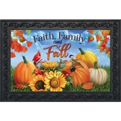 Faith Family And Fall Doormat 18" X 30" Indoor Outdoor Briarwood Lane
