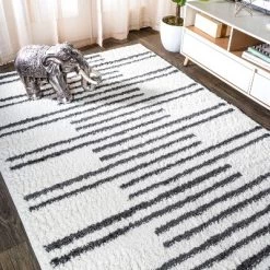 Petra Stripe Geometric Shag Area Rug - JONATHAN Y 17 Petra Stripe Geometric Shag Area Rug - JONATHAN Y -Household Improvement Store GUEST 03da5f10 d325 4c78 875a fe00ce182507