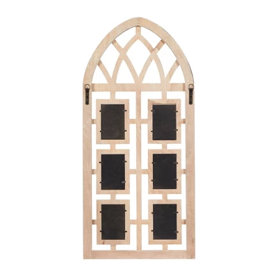 Wood 6 Slot Wall Photo Frame With Window Arch Shape Light Brown - Olivia & May 6 Wood 6 Slot Wall Photo Frame With Window Arch Shape Light Brown - Olivia & May - Image 4