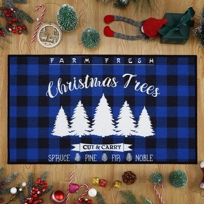 Trinity Plaid White Christmas Tree Non-Slip Decorative Doormat, 17" X 29" 8 Trinity Plaid White Christmas Tree Non-Slip Decorative Doormat, 17" X 29" - Image 6