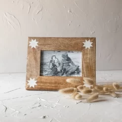 4X6 Inch Barn Quilt Picture Frame Wood, White Resin, MDF & Glass By Foreside Home & Garden