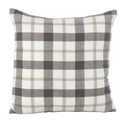 Plaid Down Filled Throw Pillow Gray - Saro Lifestyle 6 Plaid Down Filled Throw Pillow Gray - Saro Lifestyle - Image 4