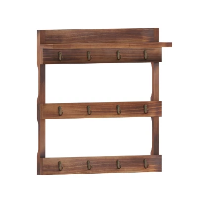 Merrick Lane Steeley Wooden Wall Mount Mug Rack Organizer With Upper Storage Shelf And Metal Hanging Hooks With No Assembly Required 14 Merrick Lane Steeley Wooden Wall Mount Mug Rack Organizer With Upper Storage Shelf And Metal Hanging Hooks With No Assembly Required - Image 12