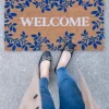 Shiraleah "Welcome" Blue Floral Doormat -Household Improvement Store GUEST 0ccbd24c 0299 4585 ad31 497994efe287