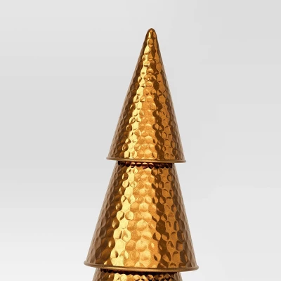 14.25" Hammered Metal Cone Christmas Tree Sculpture - Wondershop™ Gold 4 14.25" Hammered Metal Cone Christmas Tree Sculpture - Wondershop™ Gold - Image 2