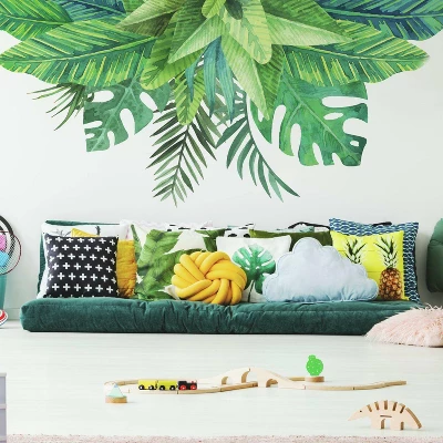 Watercolor Tropical Leaves Peel And Stick Giant Wall Decal - RoomMates 4 Watercolor Tropical Leaves Peel And Stick Giant Wall Decal - RoomMates - Image 2