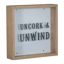 "Uncork & Unwind" Wooden Cork Holder Shadow Box - Foreside Home & Garden