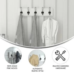 Flash Furniture Daly Wall Mounted 24 Inch Solid White Solid Pine Wood Storage Rack With 5 Hooks For Entryway, Kitchen, Bathroom 16 Flash Furniture Daly Wall Mounted 24 Inch Solid White Solid Pine Wood Storage Rack With 5 Hooks For Entryway, Kitchen, Bathroom -Household Improvement Store GUEST 13e31e70 f2ee 4317 8520 1a7062636839