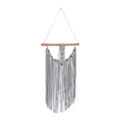 44" X 20" Cotton Macrame Intricately Weaved Wall Decor With Beaded Fringe Tassels Gray - Olivia & May -Household Improvement Store GUEST 16022c52 d017 4d8b 98aa 5190b69d9e78