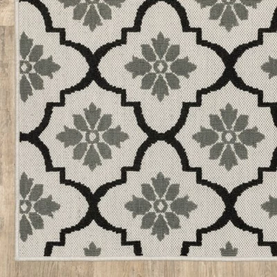 Trinity Floral Trellis Patio Area Rug Beige/Black - Captiv8e Designs 9 Trinity Floral Trellis Patio Area Rug Beige/Black - Captiv8e Designs - Image 7