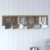 Merrick Lane Pheltz Wooden Wall Mount 6 Cup Distressed Wood Grain Printed COFFEE Mug Organizer With Metal Hanging Hooks, No Assembly Required -Household Improvement Store GUEST 1782261d 8d1a 4a3d a4fa 5b9341bd0c4c