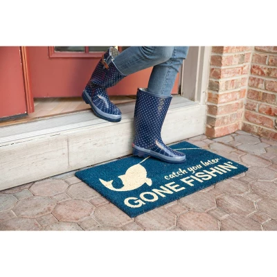 1'4" X 2'4" Catch You Later, Gone Fishin' Indoor/Outdoor Coir Doormat Blue/Beige - Entryways 4 1'4" X 2'4" Catch You Later, Gone Fishin' Indoor/Outdoor Coir Doormat Blue/Beige - Entryways - Image 2