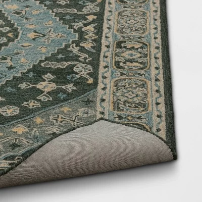 5'x7' Hand Tufted Wool Area Rug Green - Threshold™ 5 5'x7' Hand Tufted Wool Area Rug Green - Threshold™ - Image 3