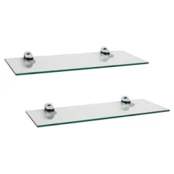 (Set Of 2) 16" X 6" Floating Glass Shelves With Brackets - Danya B. -Household Improvement Store GUEST 1c54061e 2232 437a 8cea 686e87717b7f
