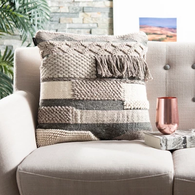 Gareth Pillow - Charcoal/Silver - 20" X 20" - Safavieh 5 Gareth Pillow - Charcoal/Silver - 20" X 20" - Safavieh - Image 3