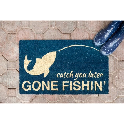 1'4" X 2'4" Catch You Later, Gone Fishin' Indoor/Outdoor Coir Doormat Blue/Beige - Entryways 5 1'4" X 2'4" Catch You Later, Gone Fishin' Indoor/Outdoor Coir Doormat Blue/Beige - Entryways - Image 3