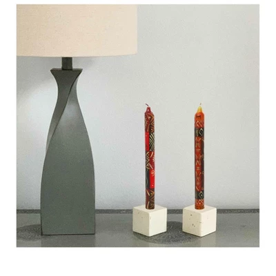 Global Crafts Unscented Hand-Painted Dinner Candles, Set Of 2 3 Global Crafts Unscented Hand-Painted Dinner Candles, Set Of 2