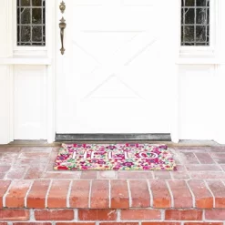 Juvale Natural Coir Hello Spring Door Mat For Front Door Entry, Floral Welcome Non-Slip Rug, 30x17 In
