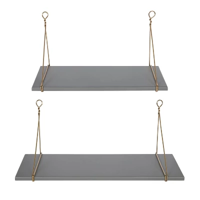 2pc Vista Wood And Metal Wall Shelves - Kate & Laurel All Things Decor 3 2pc Vista Wood And Metal Wall Shelves - Kate & Laurel All Things Decor