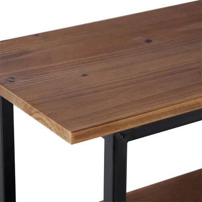 Industrial Metal Wall Shelf Set Of 2 Brown - Olivia & May 6 Industrial Metal Wall Shelf Set Of 2 Brown - Olivia & May - Image 4