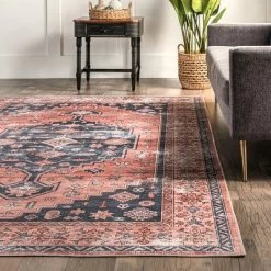 NuLOOM Medallion Bordered Machine Washable Area Rug -Household Improvement Store GUEST 2a726be7 974d 40a1 8eb6 360184e87272