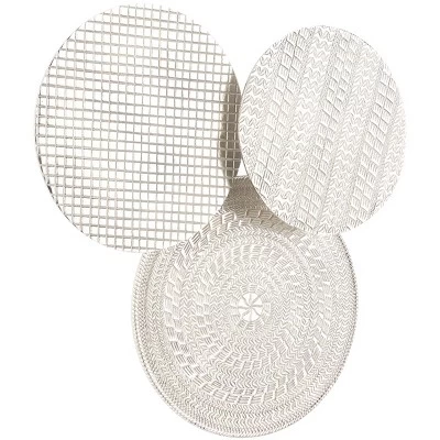 Aluminum Plate Wall Decor With Textured Pattern Silver - Olivia & May 5 Aluminum Plate Wall Decor With Textured Pattern Silver - Olivia & May - Image 3