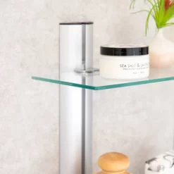 3 Tier Wall Mount Adjustable Glass Shelving Unit With Aluminum Bars - Danya B. -Household Improvement Store GUEST 2c3f0229 1526 4ad6 b182 bcbd20b84302