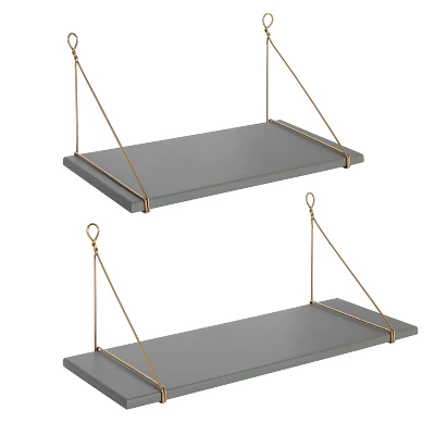 2pc Vista Wood And Metal Wall Shelves - Kate & Laurel All Things Decor 6 2pc Vista Wood And Metal Wall Shelves - Kate & Laurel All Things Decor - Image 4