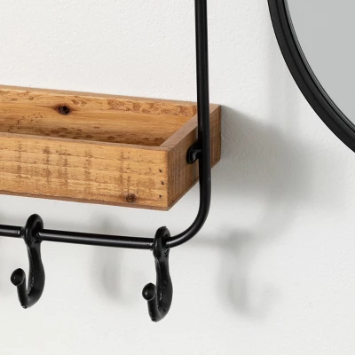 Sullivans Hanging Mirrored Modular Shelf 22"H Black 3 Sullivans Hanging Mirrored Modular Shelf 22"H Black
