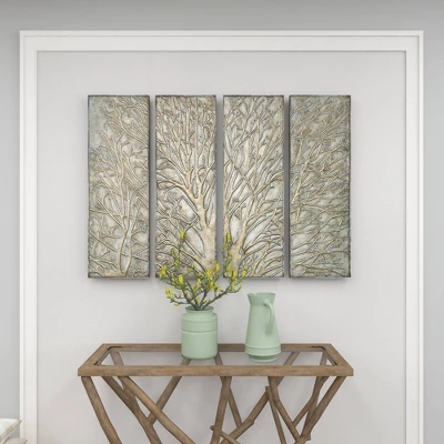 Metal Tree Wall Decor With Embossed Design Set Of 4 Brown - Olivia & May 17 Metal Tree Wall Decor With Embossed Design Set Of 4 Brown - Olivia & May - Image 15