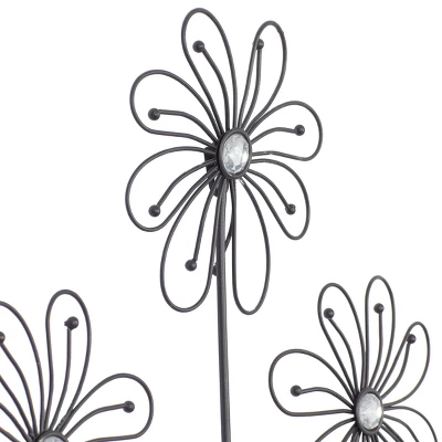 Metal Floral 3D Wire Wall Decor With Crystal Embellishments Black - Olivia & May 7 Metal Floral 3D Wire Wall Decor With Crystal Embellishments Black - Olivia & May - Image 5