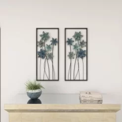 Metal Floral Wall Decor With Black Frame Set Of 2 Gray - Olivia & May -Household Improvement Store GUEST 39ac043d 0ac3 41ca bfa6 9efdcb8ccba0