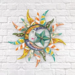 Metal Sun And Moon Indoor Outdoor Iron Wall Decor With Abstract Patterns - Olivia & May -Household Improvement Store GUEST 3c53233d 21f4 4c31 8a3c e021bea5e2c6