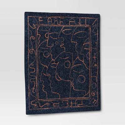 30" X 36" We Are All In This Together Cotton Embroidered Woven Polyester/Cotton Slub Wall Art Blue - Opalhouse™ 4 30" X 36" We Are All In This Together Cotton Embroidered Woven Polyester/Cotton Slub Wall Art Blue - Opalhouse™ - Image 2