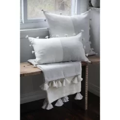 Light Grey Tassels Down Alternative So Soft Linen Pillow - Anaya