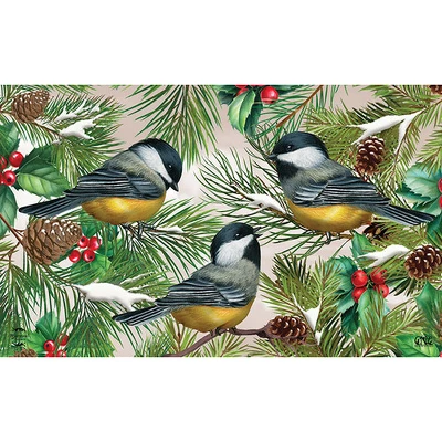 Winter Chickadees Doormat 30" X 18" Indoor Outdoor Briarwood Lane 4 Winter Chickadees Doormat 30" X 18" Indoor Outdoor Briarwood Lane - Image 2