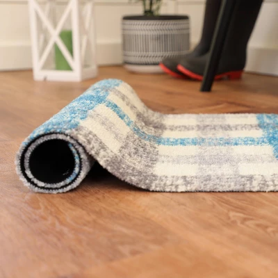 2'x3' ColorStar Sketch Plaid Door Mat Khaki - Bungalow Flooring 6 2'x3' ColorStar Sketch Plaid Door Mat Khaki - Bungalow Flooring - Image 4