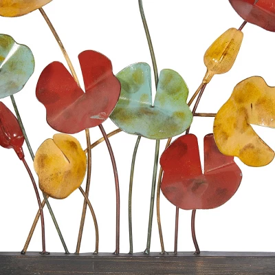 Metal Floral Wall Decor With Black Frame Set Of 4 - Olivia & May 5 Metal Floral Wall Decor With Black Frame Set Of 4 - Olivia & May - Image 3