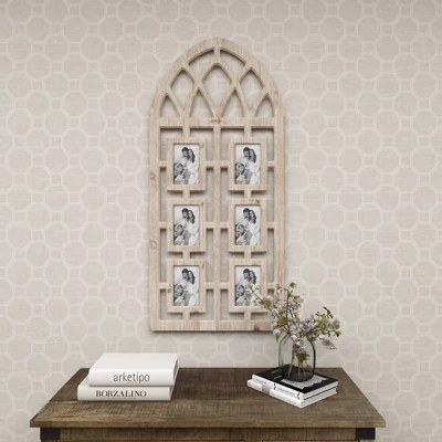 Wood 6 Slot Wall Photo Frame With Window Arch Shape Light Brown - Olivia & May 16 Wood 6 Slot Wall Photo Frame With Window Arch Shape Light Brown - Olivia & May - Image 14