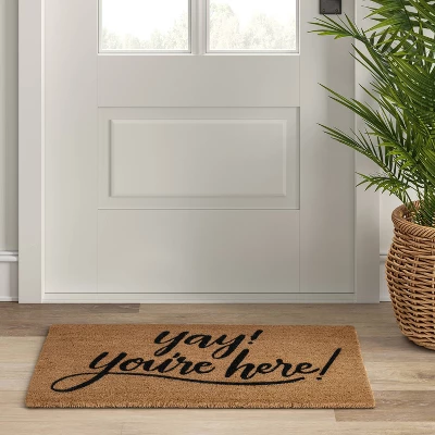 1'6"x2'6" Yay You're Here Coir Doormat Black/Beige - Threshold™ 4 1'6"x2'6" Yay You're Here Coir Doormat Black/Beige - Threshold™ - Image 2