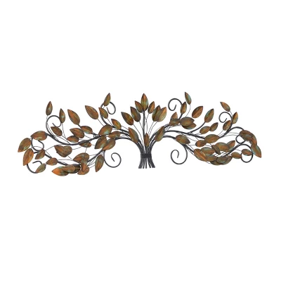 14" X 47" Metal Leaf Wall Decor Brown - Olivia & May 4 14" X 47" Metal Leaf Wall Decor Brown - Olivia & May - Image 2