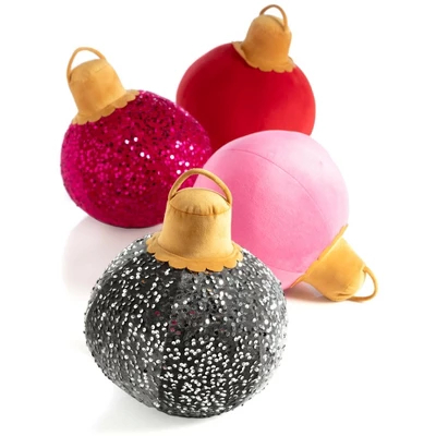 Shiraleah Pink Sparkle Christmas Ornament Bauble Pillow, Medium 6 Shiraleah Pink Sparkle Christmas Ornament Bauble Pillow, Medium - Image 4