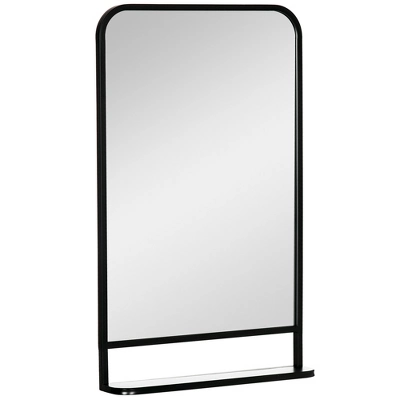 HOMCOM 34" X 21" Rectangle Modern Wall Mirror With Storage Shelf, Mirrors For Wall In Living Room, Bedroom, Black 5 HOMCOM 34" X 21" Rectangle Modern Wall Mirror With Storage Shelf, Mirrors For Wall In Living Room, Bedroom, Black - Image 3