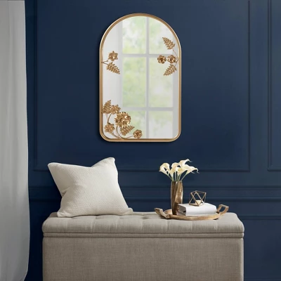 Adaline Arched Metal Floral Wall Mirror Gold - Madison Park 8 Adaline Arched Metal Floral Wall Mirror Gold - Madison Park - Image 6
