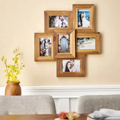 Studio Decor 6-Opening Decorative Rustic Natural Wood 4" X 6" Hanging Collage Picture Frame For Entryway, Stairway, Office, And Living Room (3 Pack) 6 Studio Decor 6-Opening Decorative Rustic Natural Wood 4" X 6" Hanging Collage Picture Frame For Entryway, Stairway, Office, And Living Room (3 Pack) - Image 4