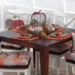 18"x18" Indoor Thanksgiving Plaid Pumpkins Applique Square Throw Pillow - Pillow Perfect -Household Improvement Store GUEST 4f2d8ab9 6429 4598 894b 7a7adaefcac8