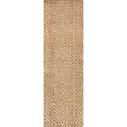 Hira Hand Woven Diamond Chunky Jute Area Rug - JONATHAN Y